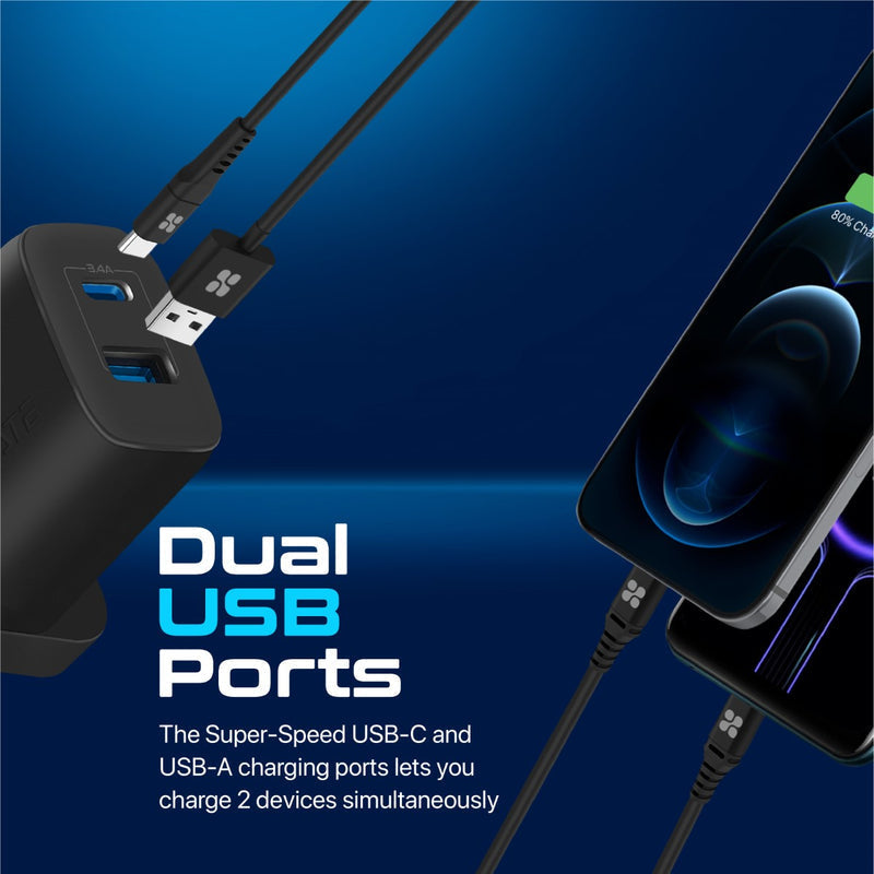 Promate Technologies - 17W High-Speed Dual Port Charger