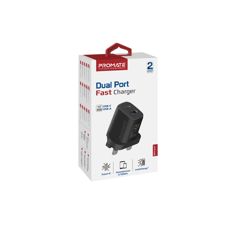 Promate Technologies - 17W High-Speed Dual Port Charger