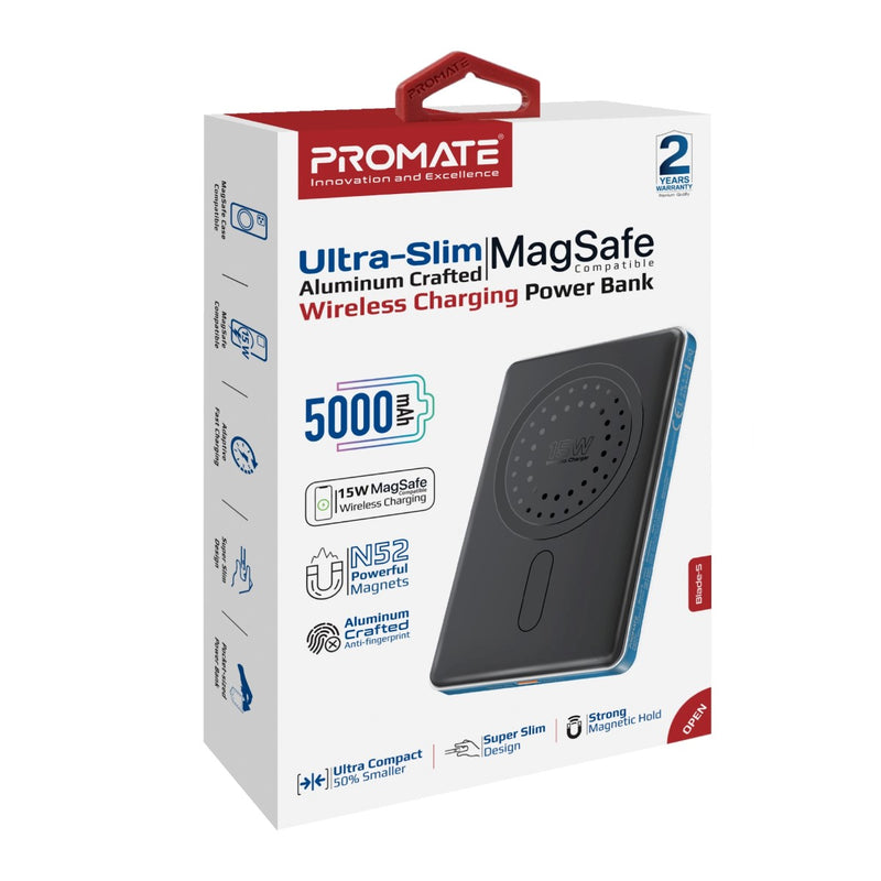 Promate Technologies - Ultra-Slim Aluminum Crafted MagSafe Compatible Wireless Charging Power
