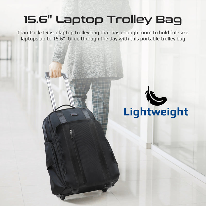 Promate Technologies - Multi-Functional 15.6” Laptop Trolley Bag with Large Multiple Compartments