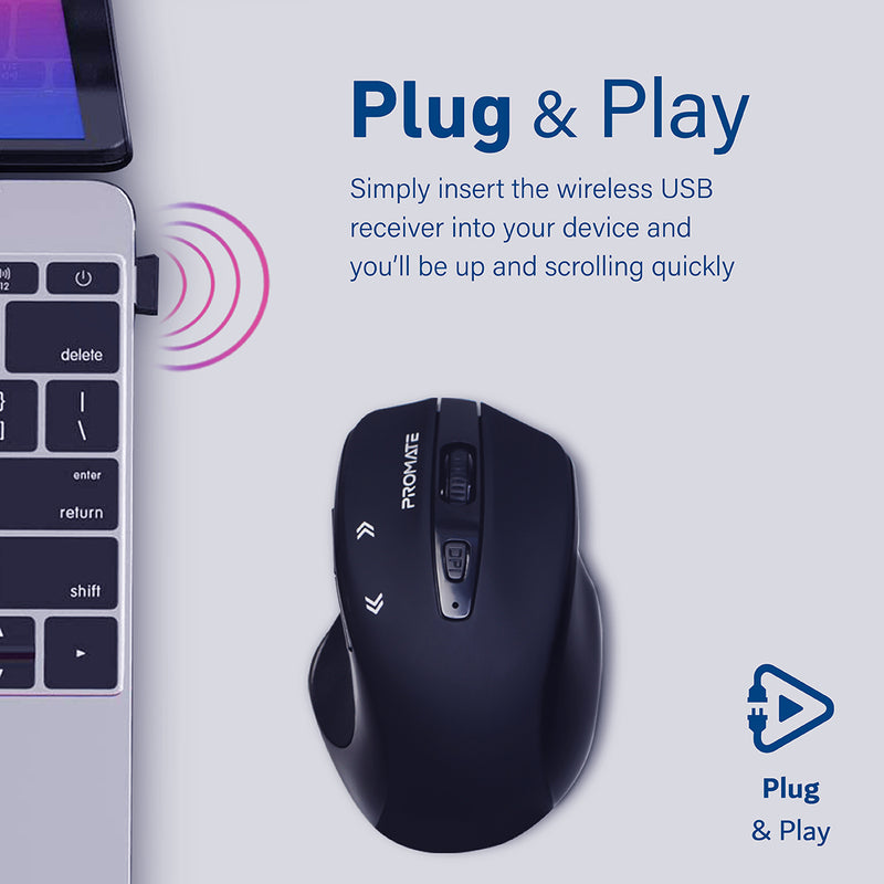 Promate Technologies - EZGrip™ Ergonomic Wireless Mouse
