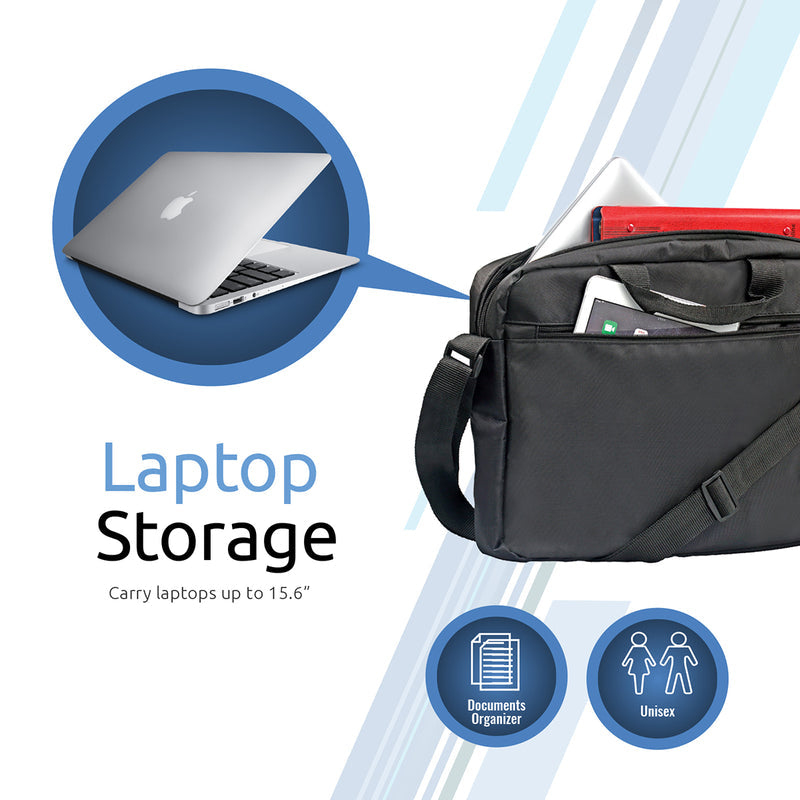 Promate Technologies - Premium Lightweight Messenger Bag for Laptops up to 15.6” with Front Storage Zipper
