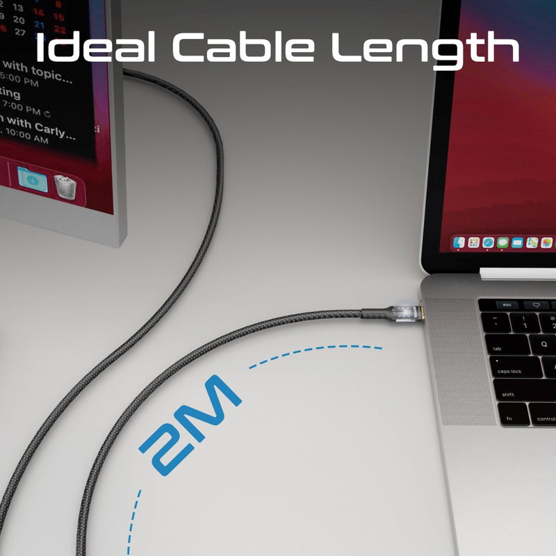 Promate Technologies - High Tensile Transparent 100W Power Delivery USB-C Cable with LED Light