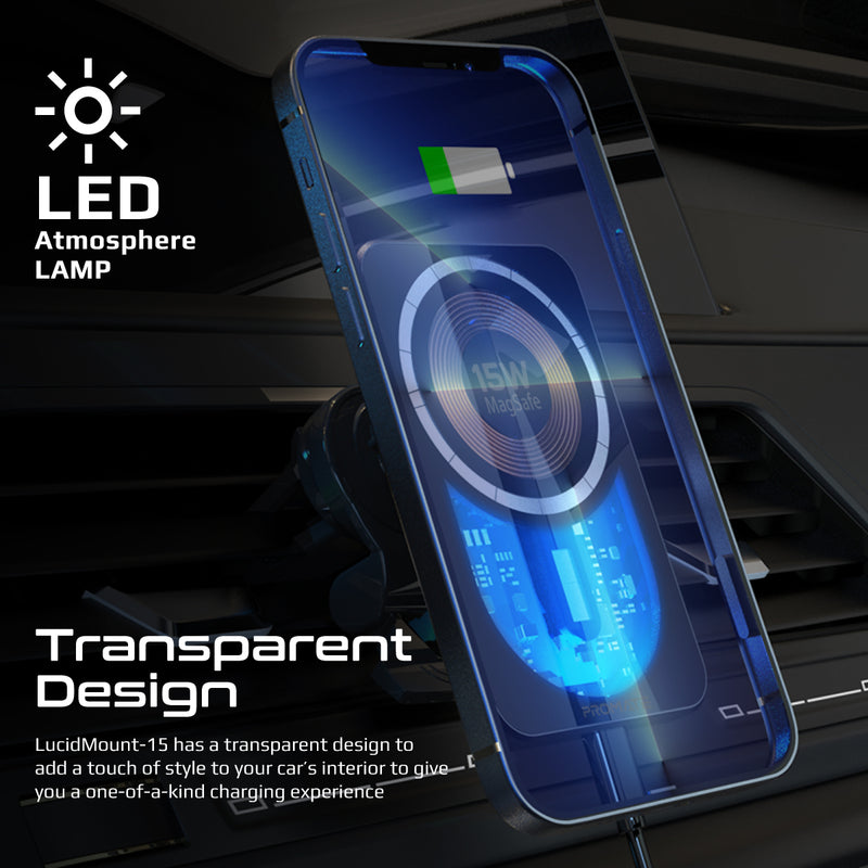 Promate Technologies - 15W MagSafe Transparent Car Wireless Charger
