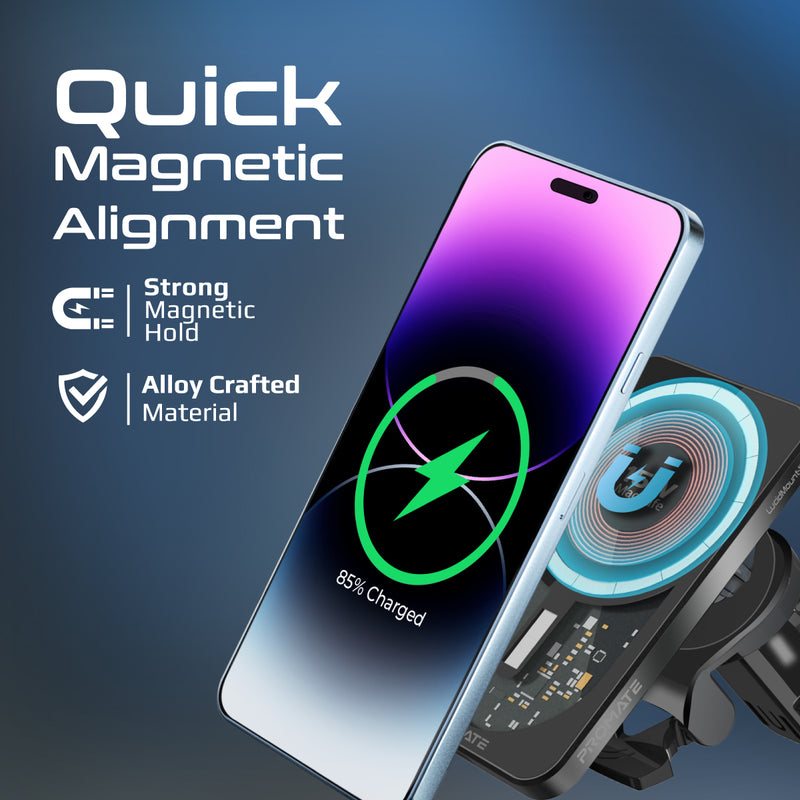 Promate Technologies - 15W MagSafe Transparent Car Wireless Charger