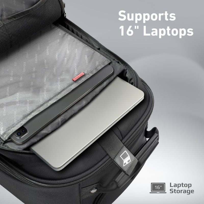 Promate Technologies - SecureStorage™ Trolley bag for 16” Laptop with Multiple Large Compartments