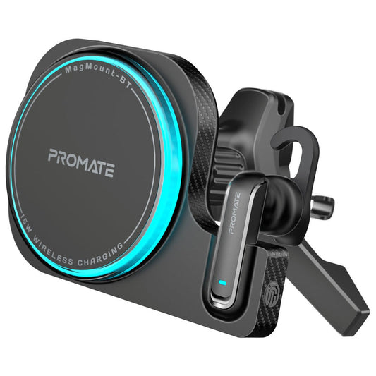 Promate Technologies - 2-in-1 MagSafe Compatible 15W Wireless Car Charger with Built-in Wirel