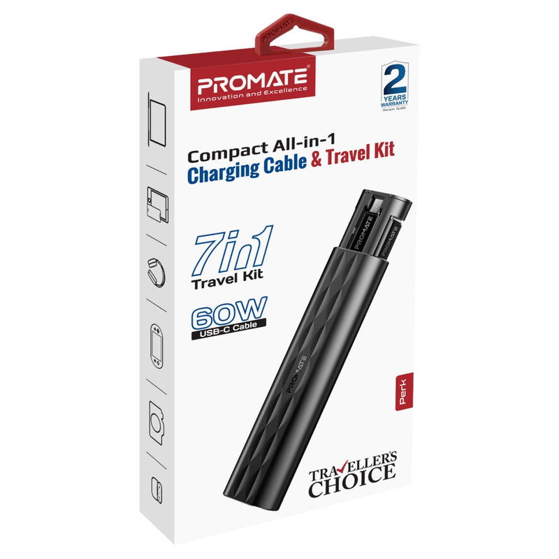 Promate Technologies - Compact All in 1 Charging Cable and Travel Kit