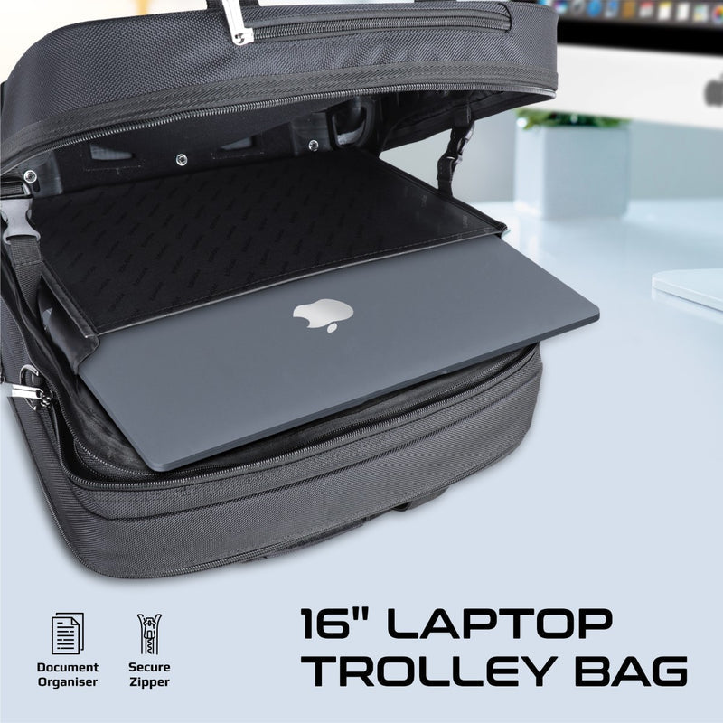 Promate Technologies - Versatile Travel Trolley Bag for 16” Laptop with Multiple Compartments
