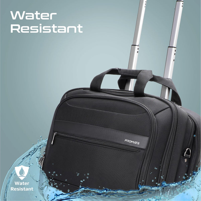 Promate Technologies - Versatile Travel Trolley Bag for 16” Laptop with Multiple Compartments