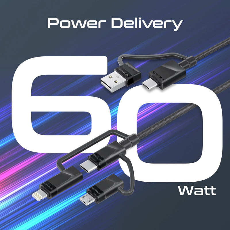 Promate Technologies - 6-in-1 Hybrid Multi-Connector cable for Charging & Data Transfer