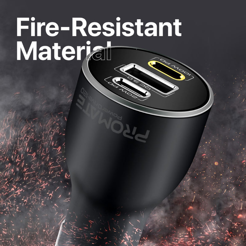 Promate Technologies - 120W RapidCharge™ Car Charger with Dual Power Delivery and Quick Charg