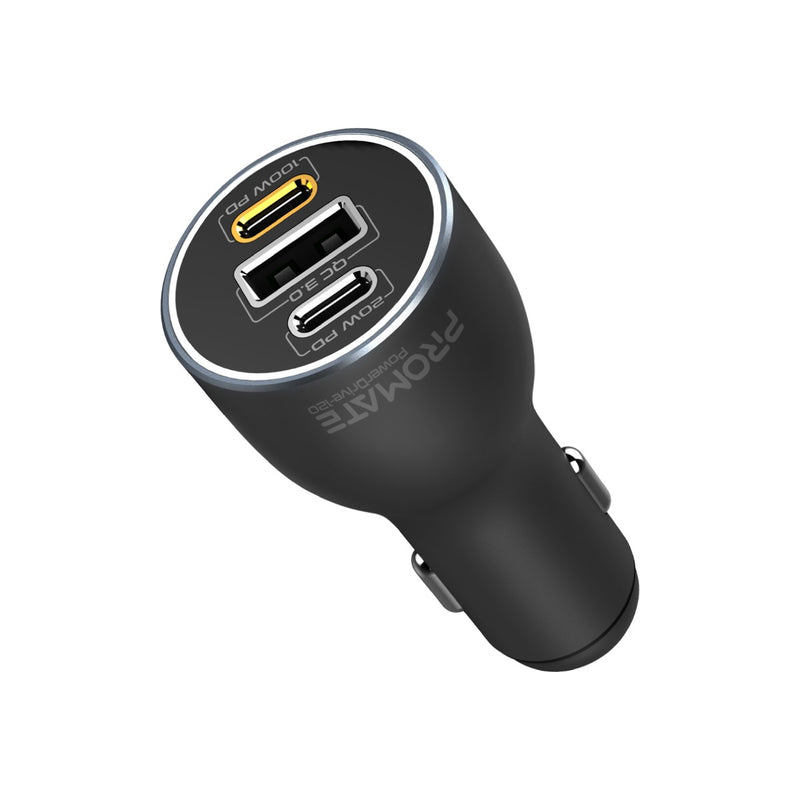 Promate Technologies - 120W RapidCharge™ Car Charger with Dual Power Delivery and Quick Charg