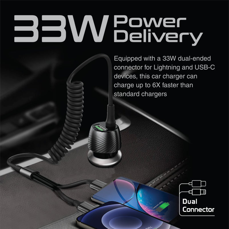Promate Technologies - 33W Quick Charging Car Charger with USB-C Cable