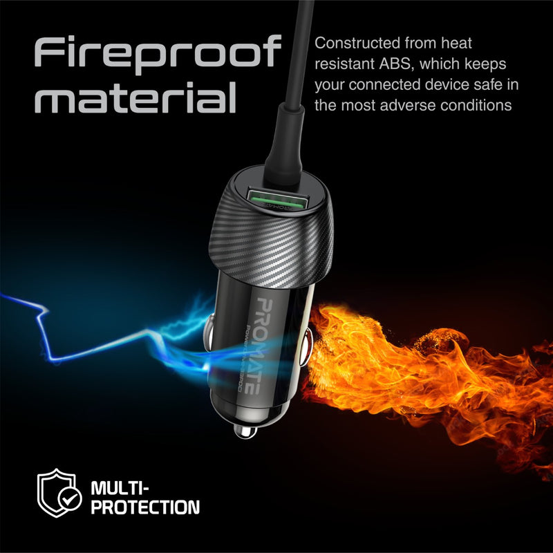 Promate Technologies - 33W Quick Charging Car Charger with USB-C Cable