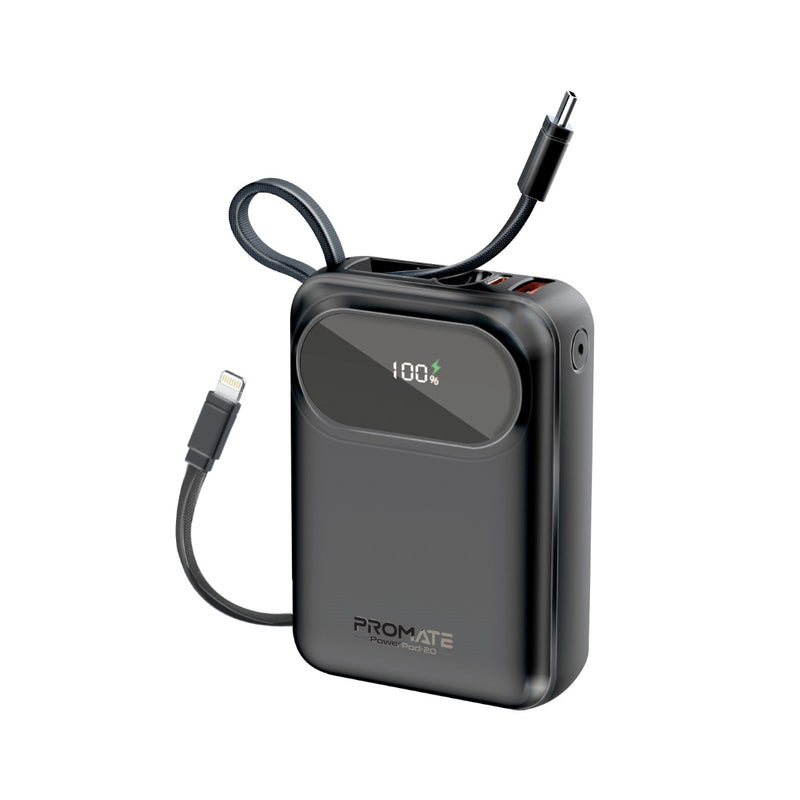 Promate Technologies - Ultra Compact 35W SuperSpeed™ Power Bank with Built-In USB-C & Lightni