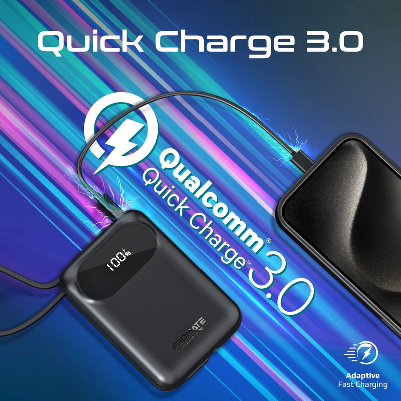 Promate Technologies - Ultra Compact 35W SuperSpeed™ Power Bank with Built-In USB-C & Lightni