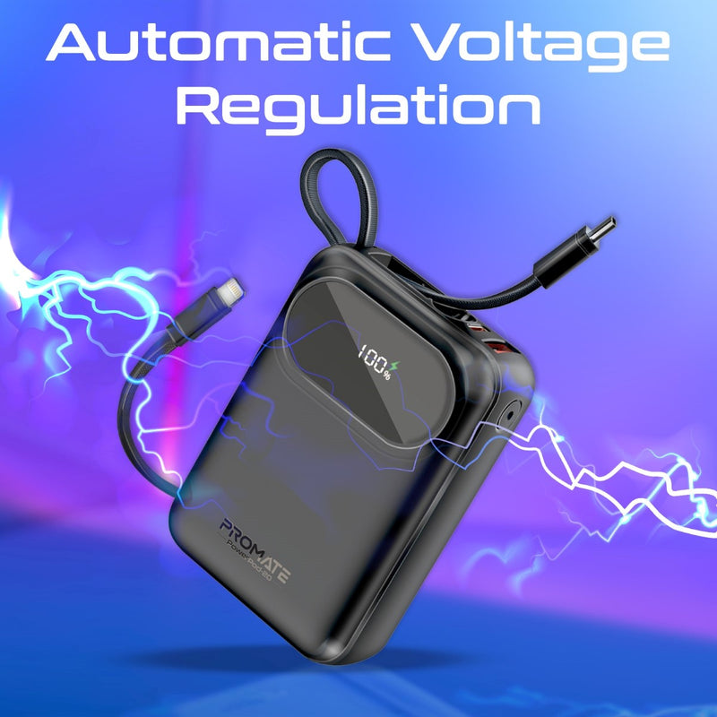 Promate Technologies - Ultra Compact 35W SuperSpeed™ Power Bank with Built-In USB-C & Lightni