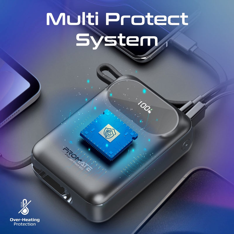 Promate Technologies - Ultra Compact 35W SuperSpeed™ Power Bank with Built-In USB-C & Lightni