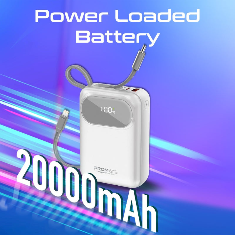 Promate Technologies - Ultra Compact 35W SuperSpeed™ Power Bank with Built-In USB-C & Lightni