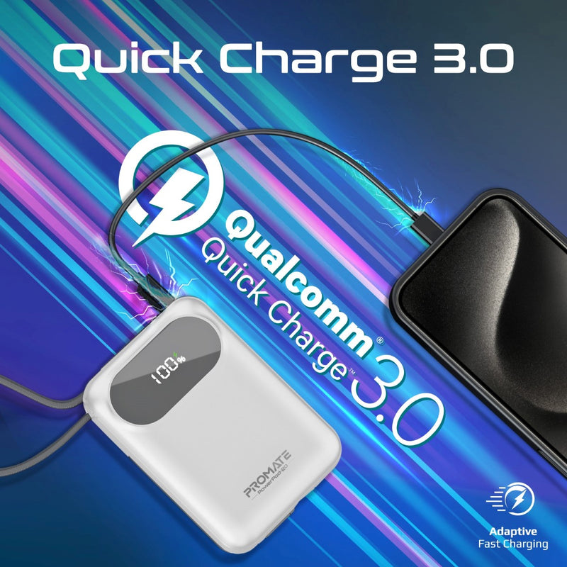Promate Technologies - Ultra Compact 35W SuperSpeed™ Power Bank with Built-In USB-C & Lightni