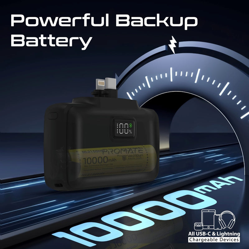 Promate Technologies - Ultra-Compact Fast Charging Power Bank with Dual folding USB-C and Lig
