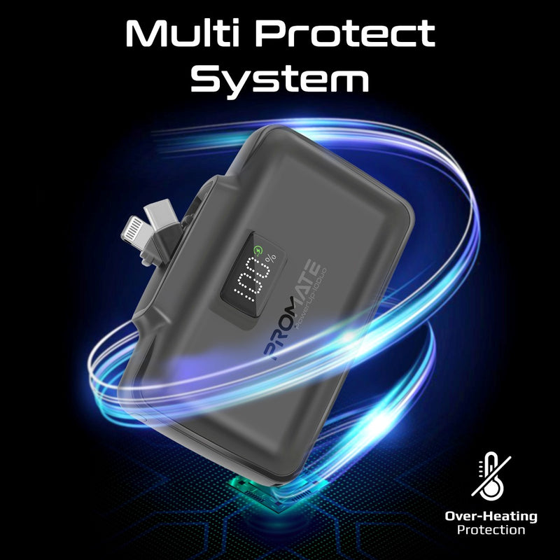 Promate Technologies - Ultra-Compact Fast Charging Power Bank with Dual folding USB-C and Lig