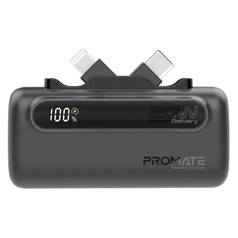 Promate Technologies - Ultra-Compact Fast Charging Power Bank with Dual foldable USB-C™ & Lig