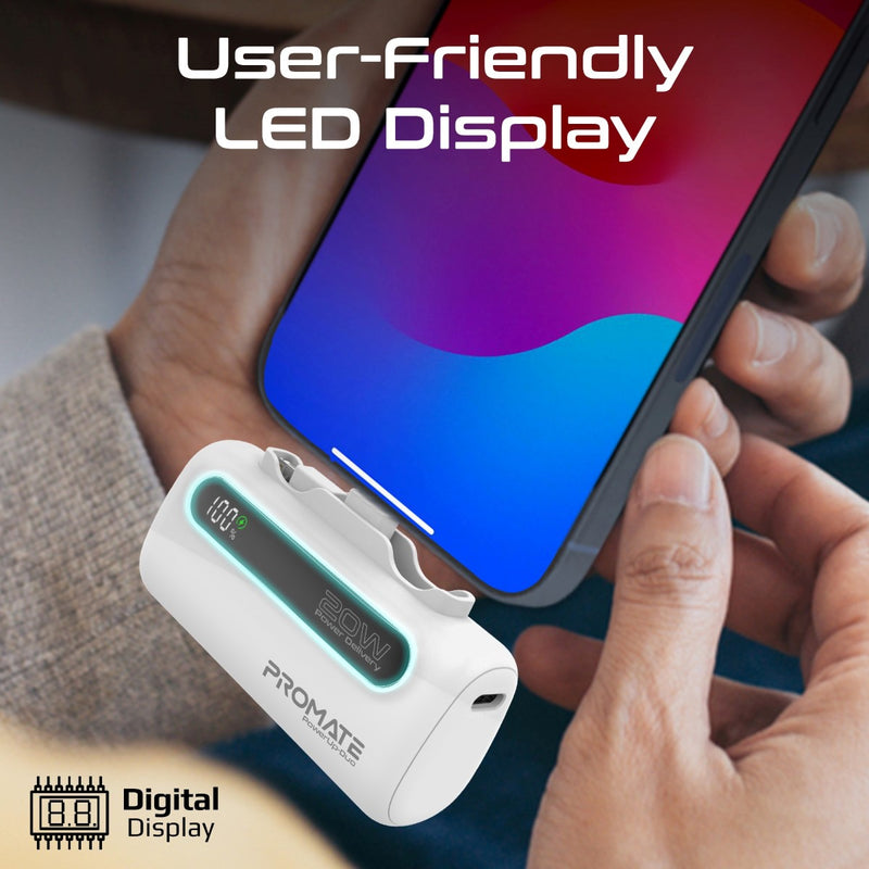 Promate Technologies - Ultra-Compact Fast Charging Power Bank with Dual foldable USB-C™ & Lig