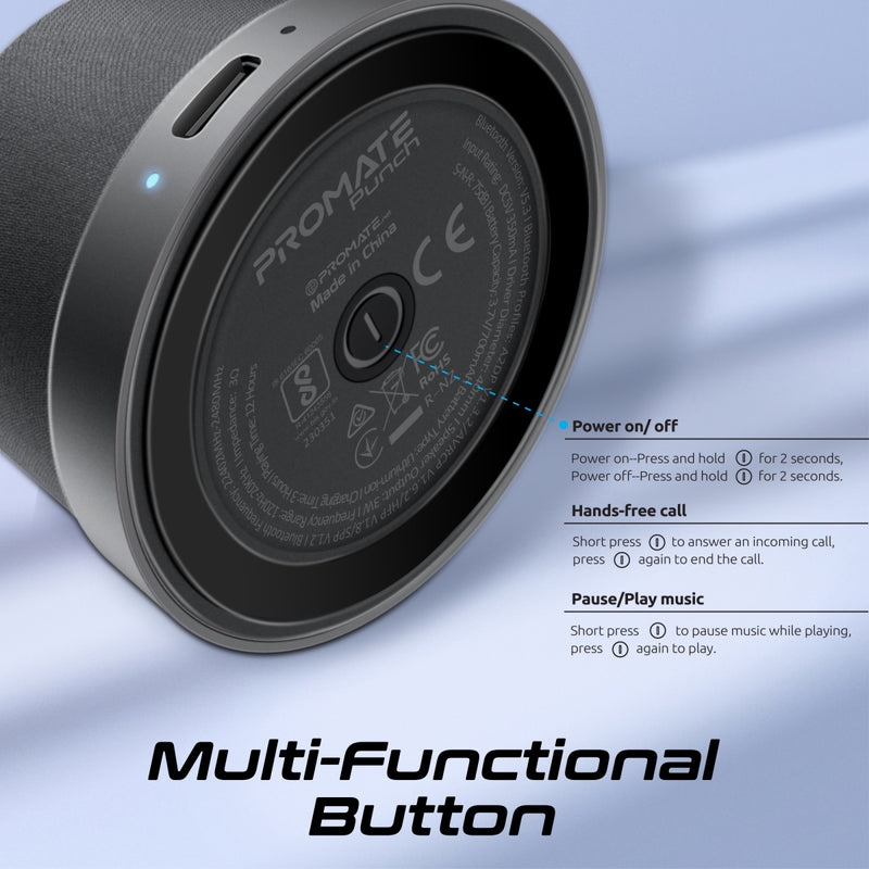 Promate Technologies - High-Fidelity Mini Bluetooth Speaker with MagSafe Compatible Base