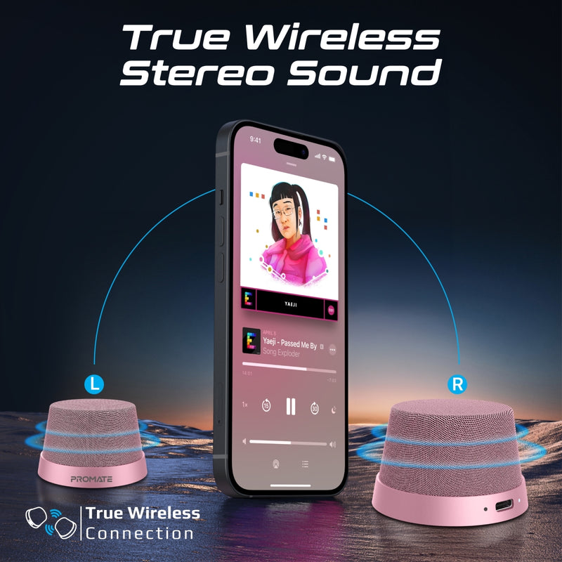 Promate Technologies - High-Fidelity Mini Bluetooth Speaker with MagSafe Compatible Base