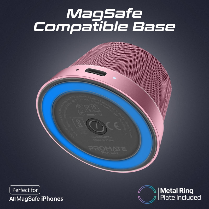 Promate Technologies - High-Fidelity Mini Bluetooth Speaker with MagSafe Compatible Base