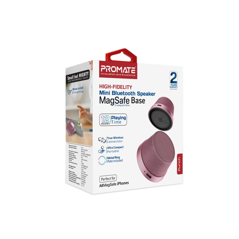 Promate Technologies - High-Fidelity Mini Bluetooth Speaker with MagSafe Compatible Base