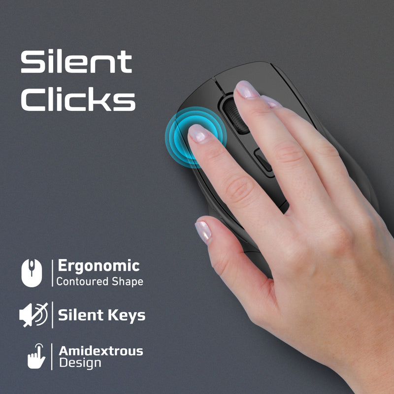 Promate Technologies - 2.4GHz Ergonomic 2200 DPI Silent Click Wireless Mouse
