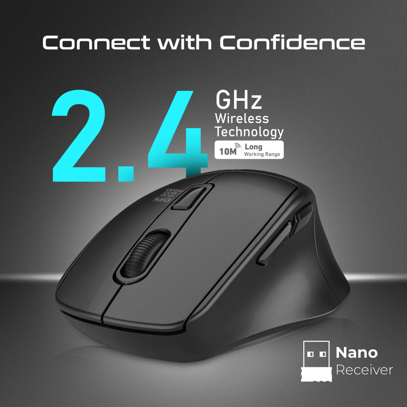 Promate Technologies - 2.4GHz Ergonomic 2200 DPI Silent Click Wireless Mouse