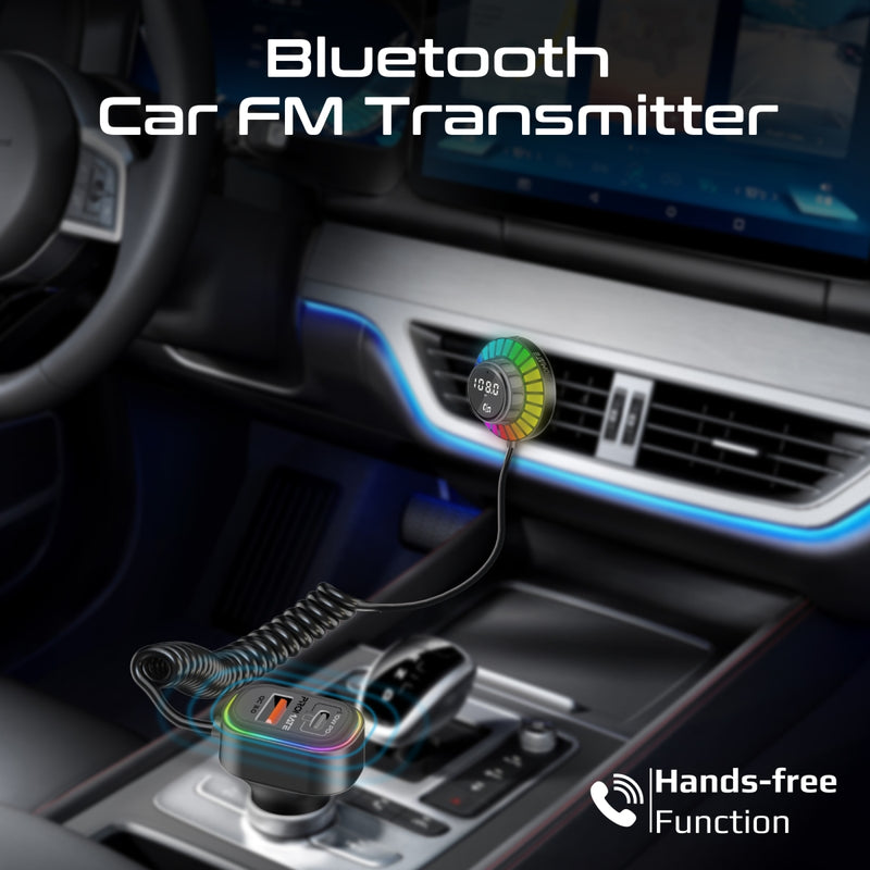 Promate Technologies - RGB FM Transmitter Kit with Handsfree, 30W Power Delivery & Quick Charge 3.0