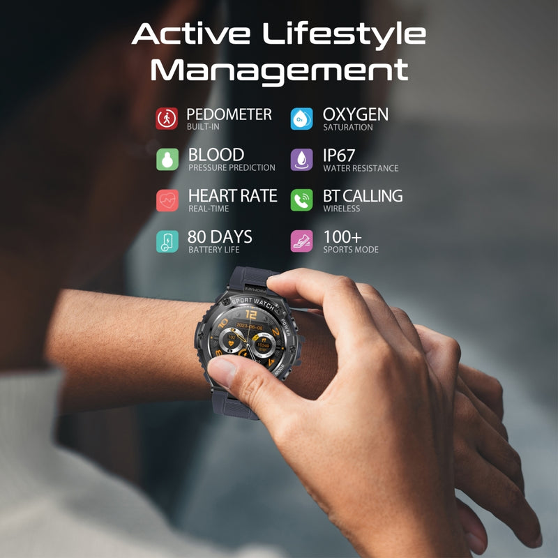 Promate Technologies - 1.53" Round Screen Fitness Tracker Smartwatch with BT Calling