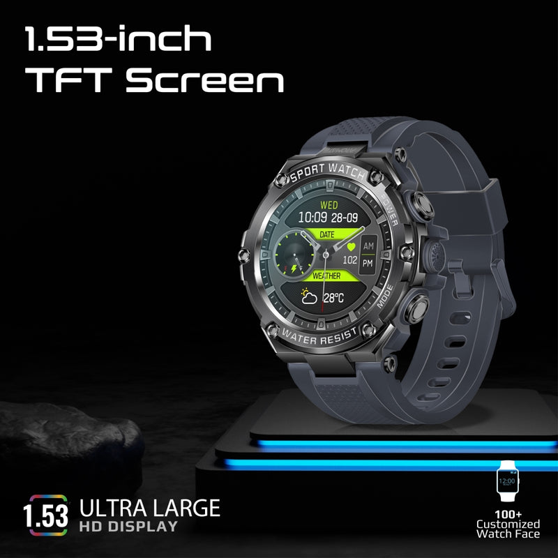 Promate Technologies - 1.53" Round Screen Fitness Tracker Smartwatch with BT Calling