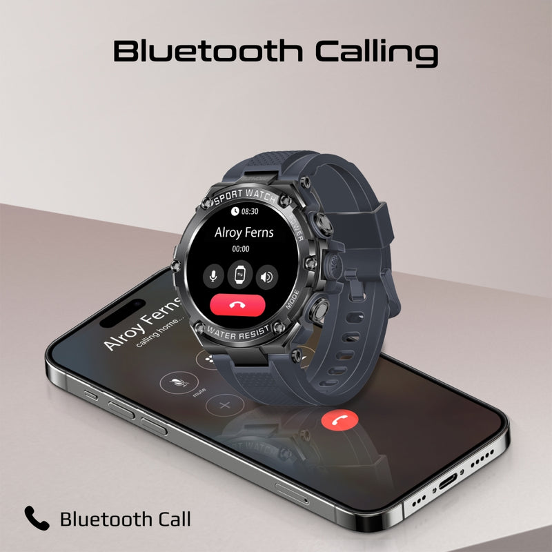 Promate Technologies - 1.53" Round Screen Fitness Tracker Smartwatch with BT Calling