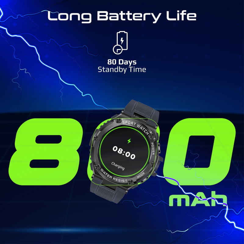 Promate Technologies - 1.53" Round Screen Fitness Tracker Smartwatch with BT Calling