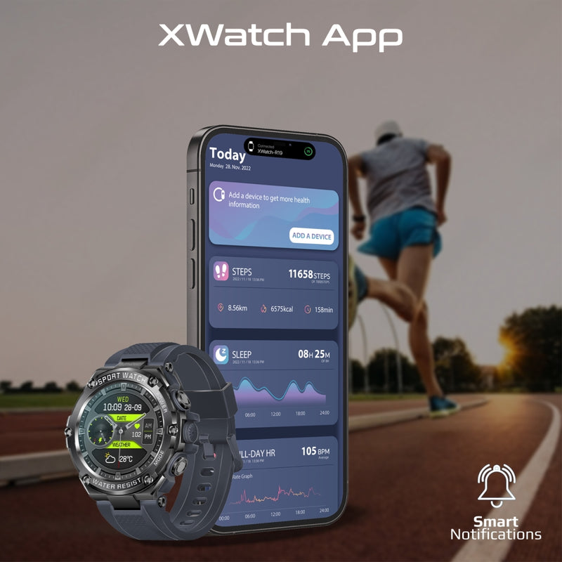 Promate Technologies - 1.53" Round Screen Fitness Tracker Smartwatch with BT Calling