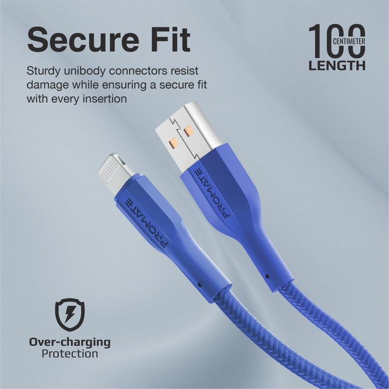 Promate Technologies - High Tensile Strength Data & Charge Cable for Apple Devices