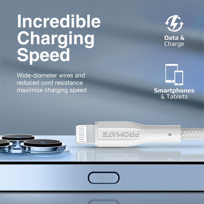 Promate Technologies - High Tensile Strength Data & Charge Cable for Apple Devices