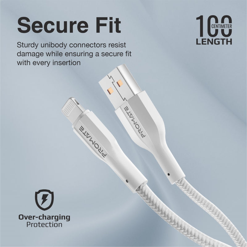 Promate Technologies - High Tensile Strength Data & Charge Cable for Apple Devices