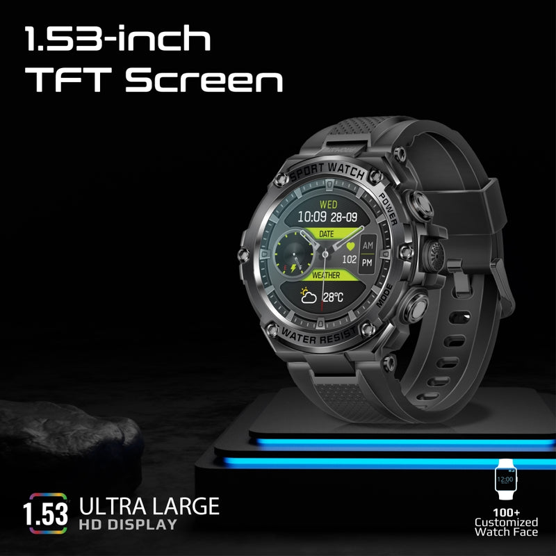Promate Technologies - 1.53" Round Screen Fitness Tracker Smartwatch with BT Calling