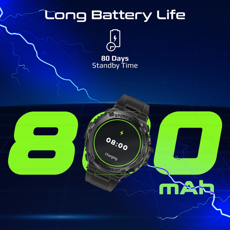 Promate Technologies - 1.53" Round Screen Fitness Tracker Smartwatch with BT Calling