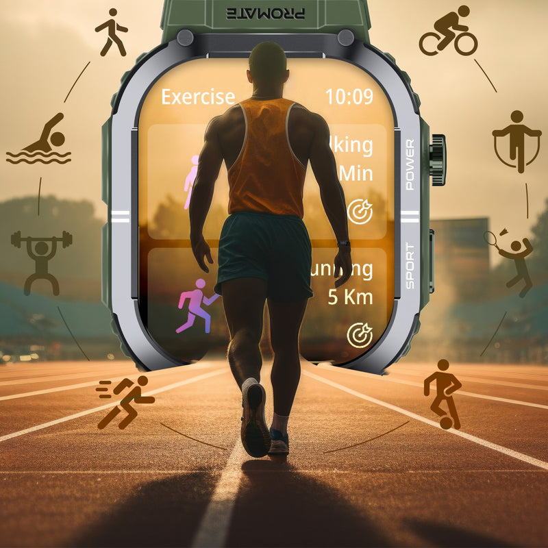 Promate Technologies - SportFit™ Tough-Built Smartwatch with BT Calling