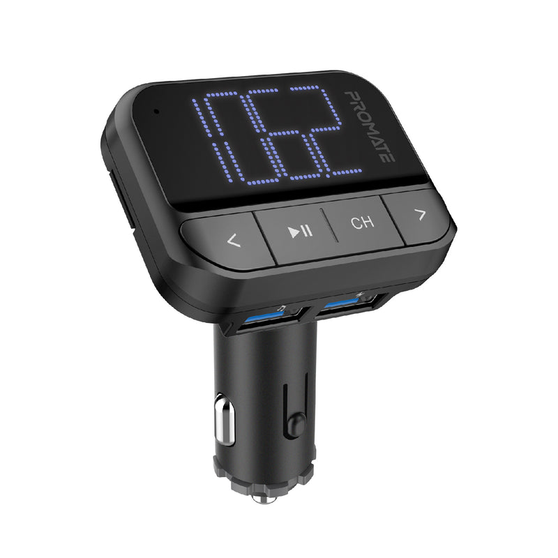 Promate Technologies - In-Car FM Transmitter with Dual USB Ports