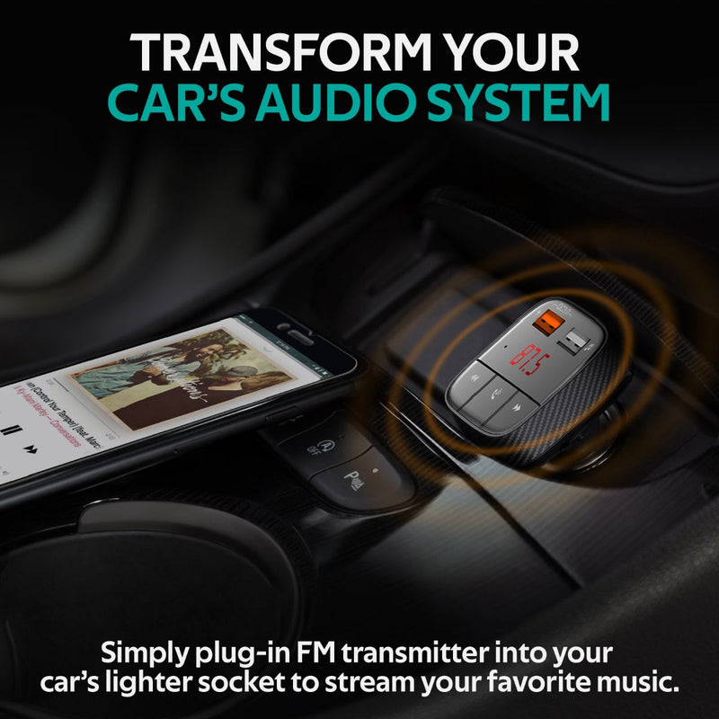 Promate Technologies - Car Wireless FM Modulator With Quick Charge 3.0 Port