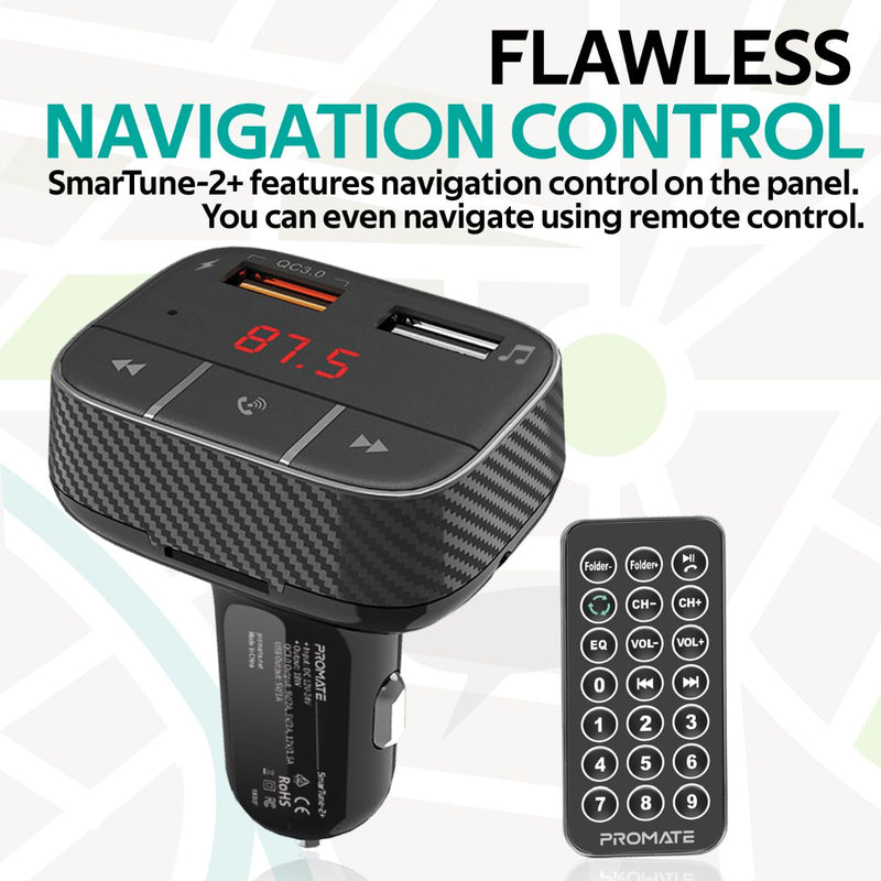 Promate Technologies - Car Wireless FM Modulator With Quick Charge 3.0 Port